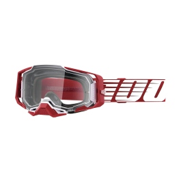 100% Motocross Goggle Armega Oversized Deep Red - Clear