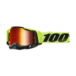 100% Motocross Goggle Racecraft 2 Neon Yellow - Mirror Red