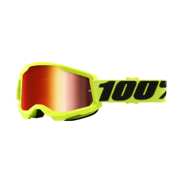 100% Motocross Goggle Strata 2 Fluo Yellow - Mirror Red