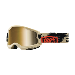 100% Motocross Goggle Strata 2 Kombat - Mirror True Gold