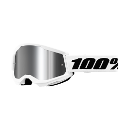 100% Motocross Goggle Strata 2 White - Mirror Silver