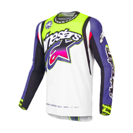Alpinestars Motocross Jersey Supertech LE Dirt Studios - White / Purple / Yellow Fluo