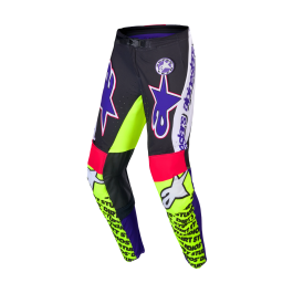 Alpinestars Motocross Pants Supertech LE Dirt Studios - White / Purple / Yellow Fluo