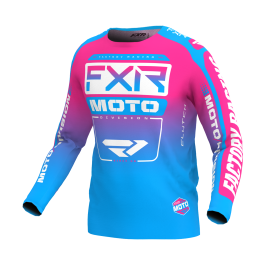 FXR Youth Motocross Jersey Clutch - Cyan / Pink