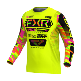 FXR Youth Motocross Jersey Podium - HiVis / Sherbet Camo