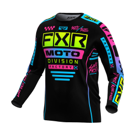 FXR Youth Motocross Jersey Podium - Black / Candy