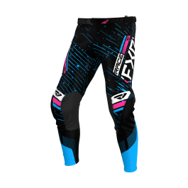 FXR Youth Motocross Pants Podium - Black / Cyan / Pink