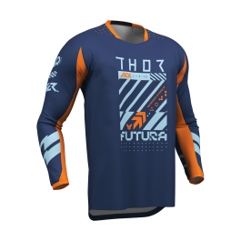 Thor Youth Motocross Jersey 2026 Launchmode Futura - Navy / Orange