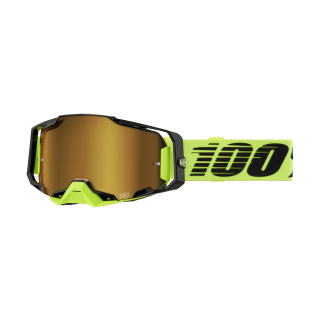 100% Motocross Goggle Armega Neon Yellow - Mirror Gold