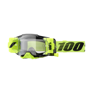 100% Motocross Goggle Roll-Off Armega Forecast Neon Yellow - Clear