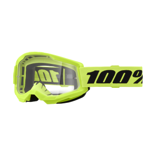 100% Motocross Goggle Strata 2 Neon Yellow - Clear
