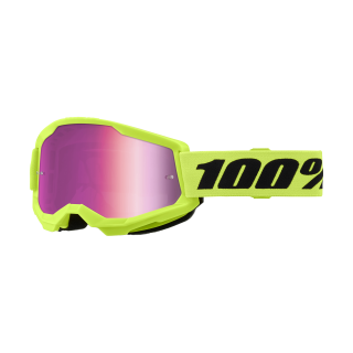100% Motocross Goggle Strata 2 Neon Yellow - Mirror Pink