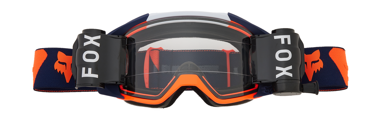 Fox Motocross Goggle Roll-Off Vue - Navy / Orange - Clear