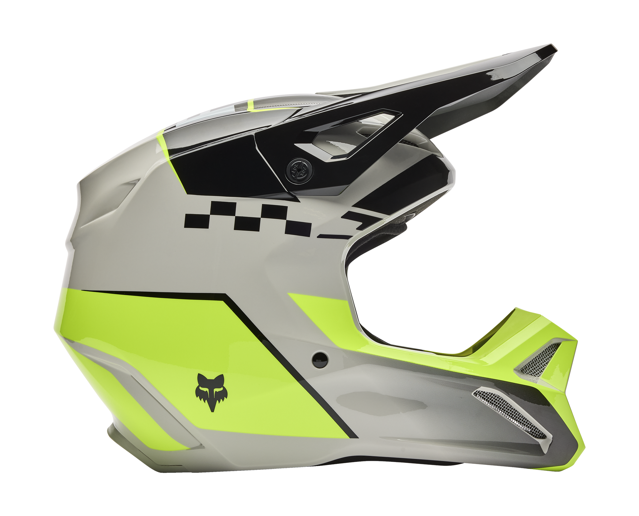 Fox Motocross Helmet V1 Collect - Grey / Yellow