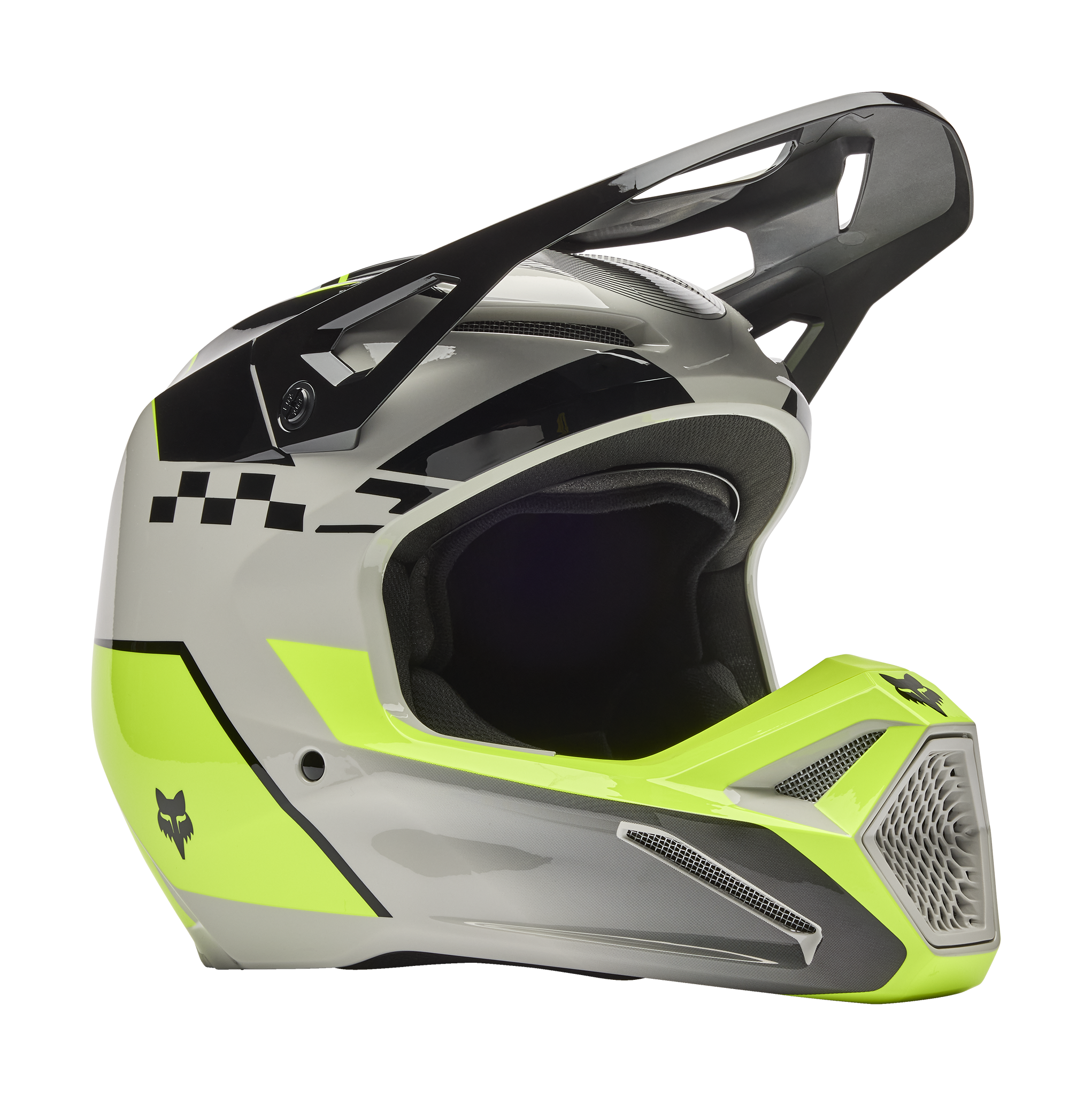 Fox Motocross Helmet V1 Collect - Grey / Yellow
