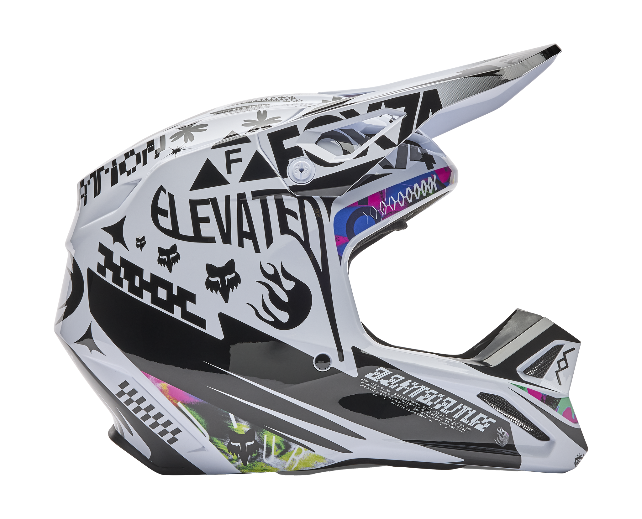 Fox Motocross Helmet V1 Image Cosmo - White / Black
