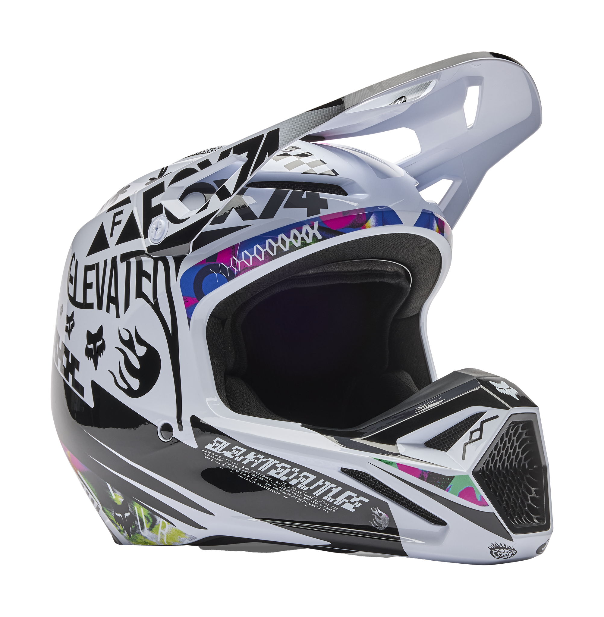 Fox Motocross Helmet V1 Image Cosmo - White / Black