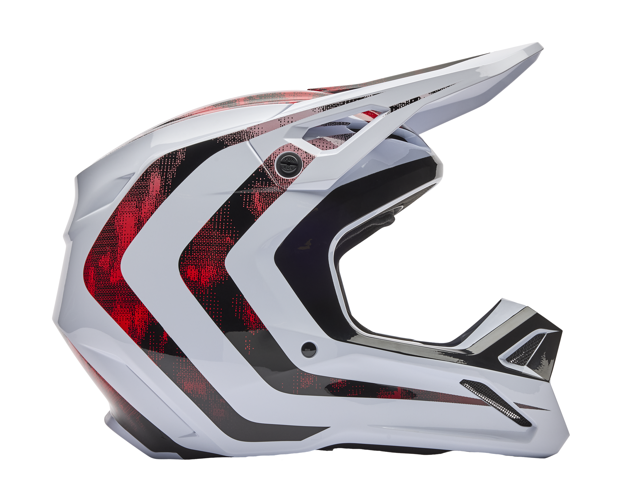 Fox Motocross Helmet V1 Kairos - White / Fluo Red