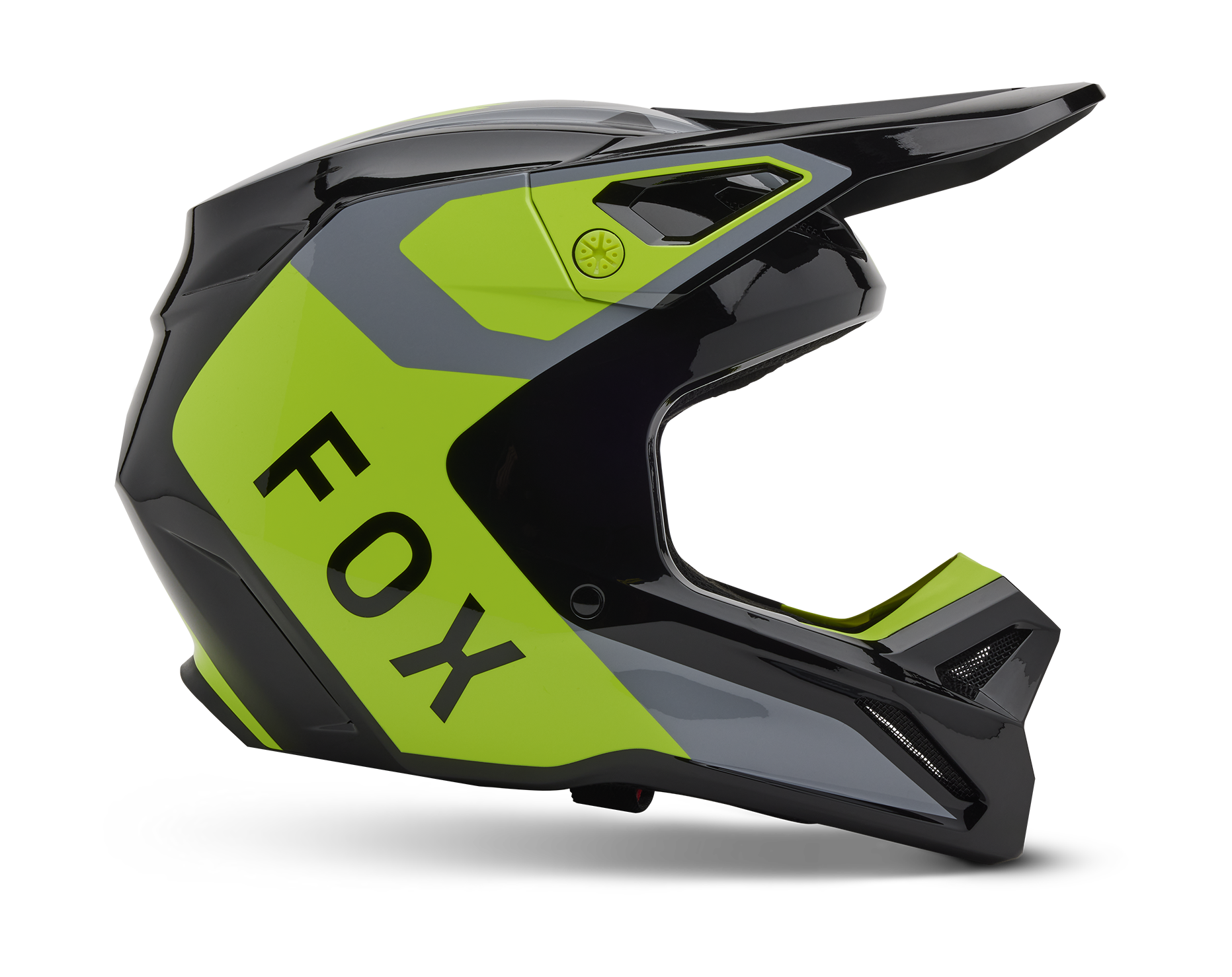 Fox Motocross Helmet V1 Lean - Grey / Yellow