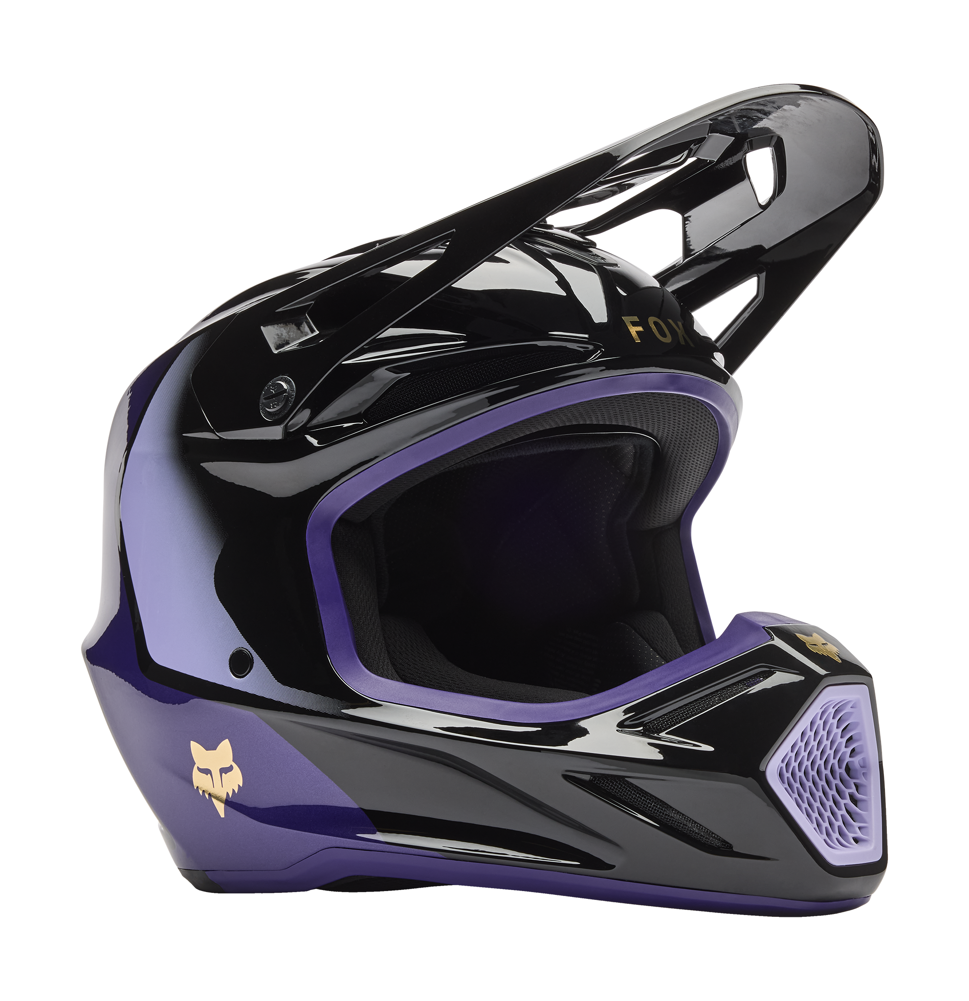 Fox Motocross Helmet V3 Drip - Black / Purple