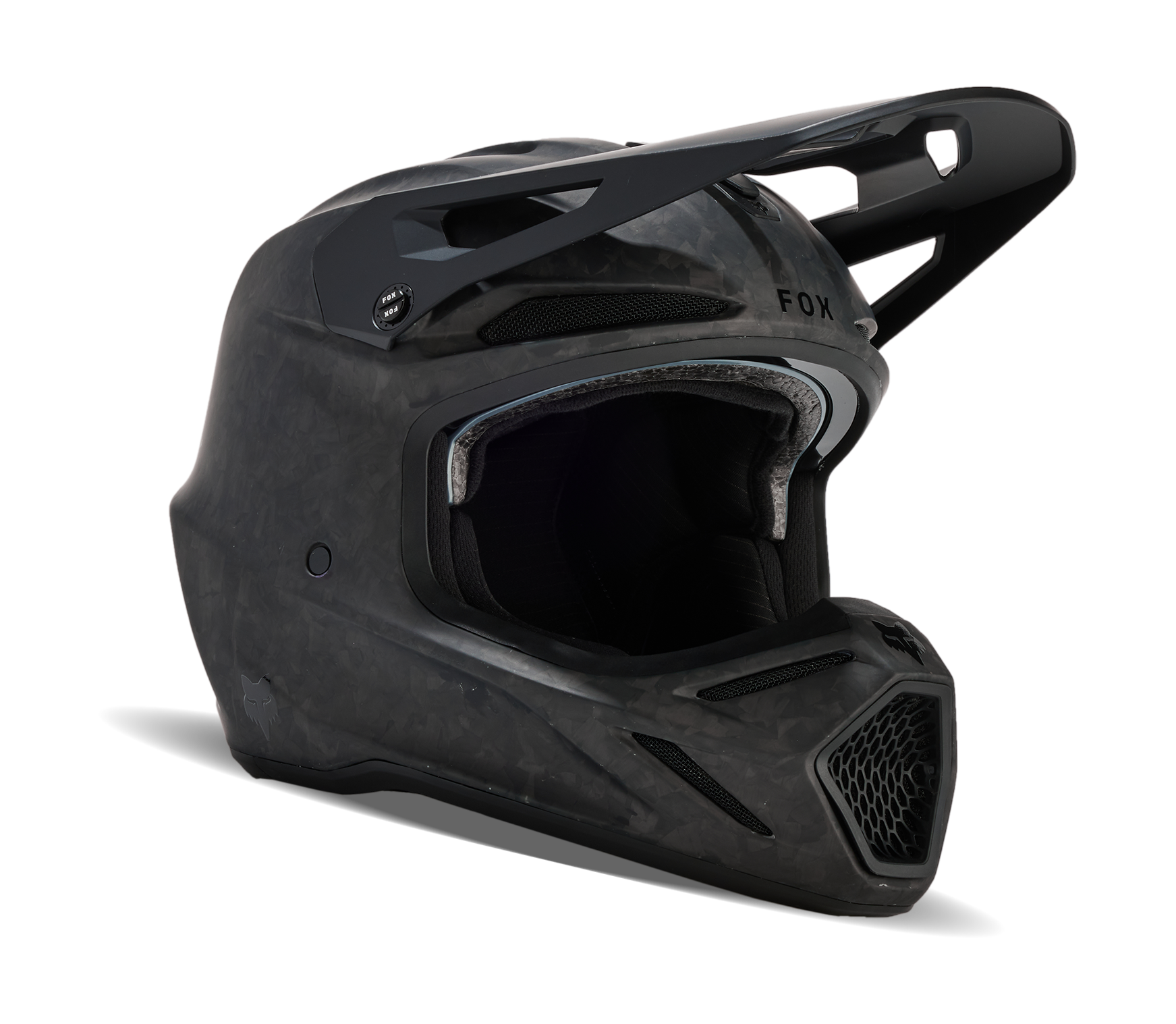 Fox Motocross Helmet V3 RS Carbon Solid - Matte Black