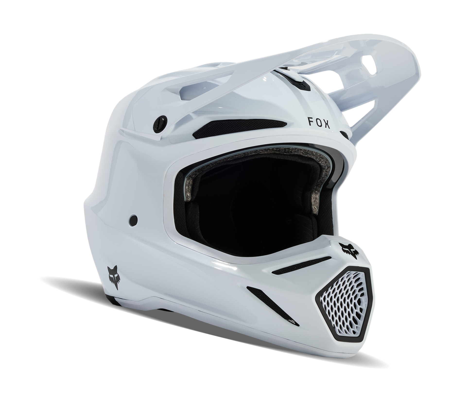 Fox Motocross Helmet V3 RS Carbon Solid - White
