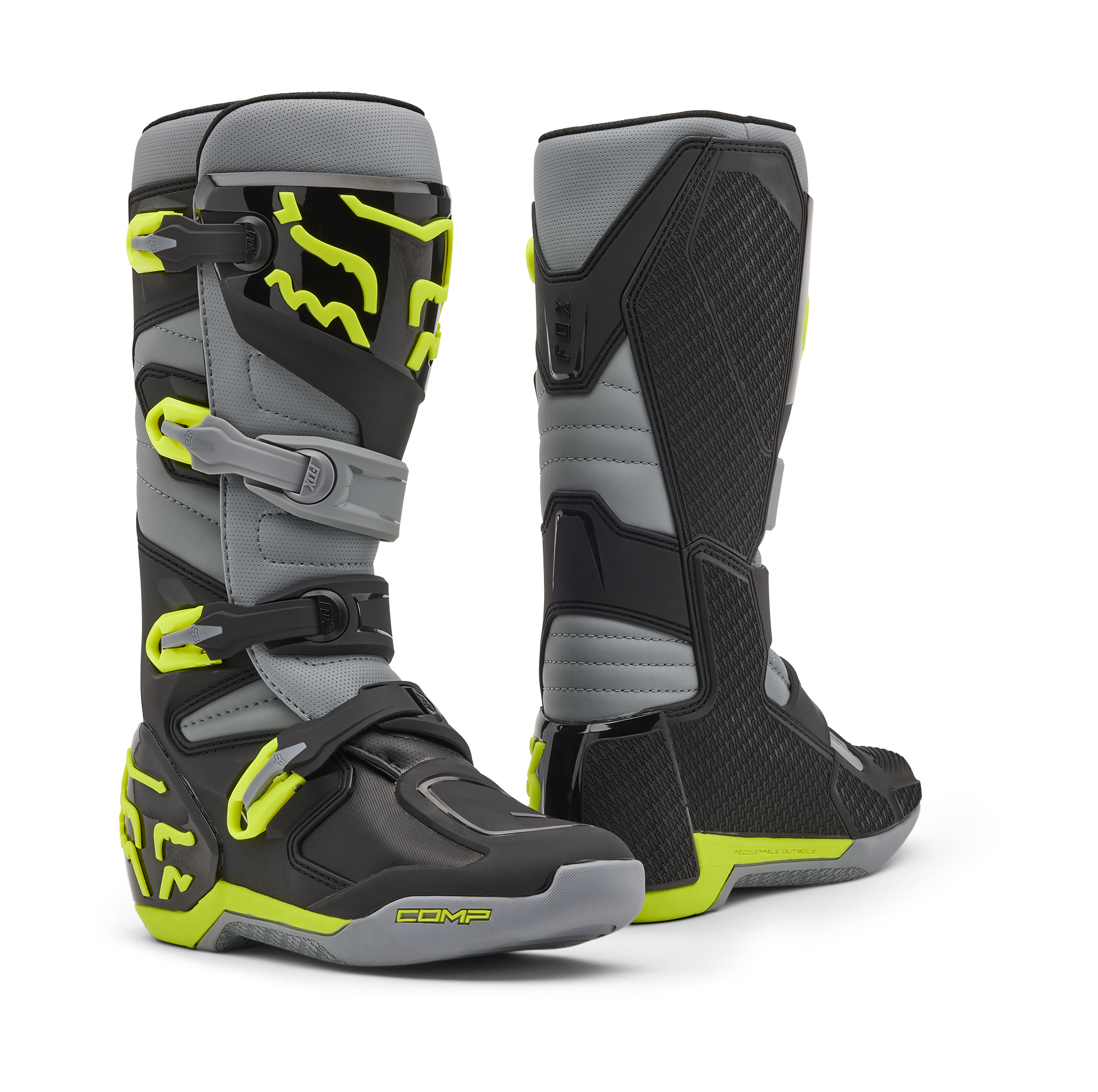 Fox Motocross Boots Comp - Grey / Yellow