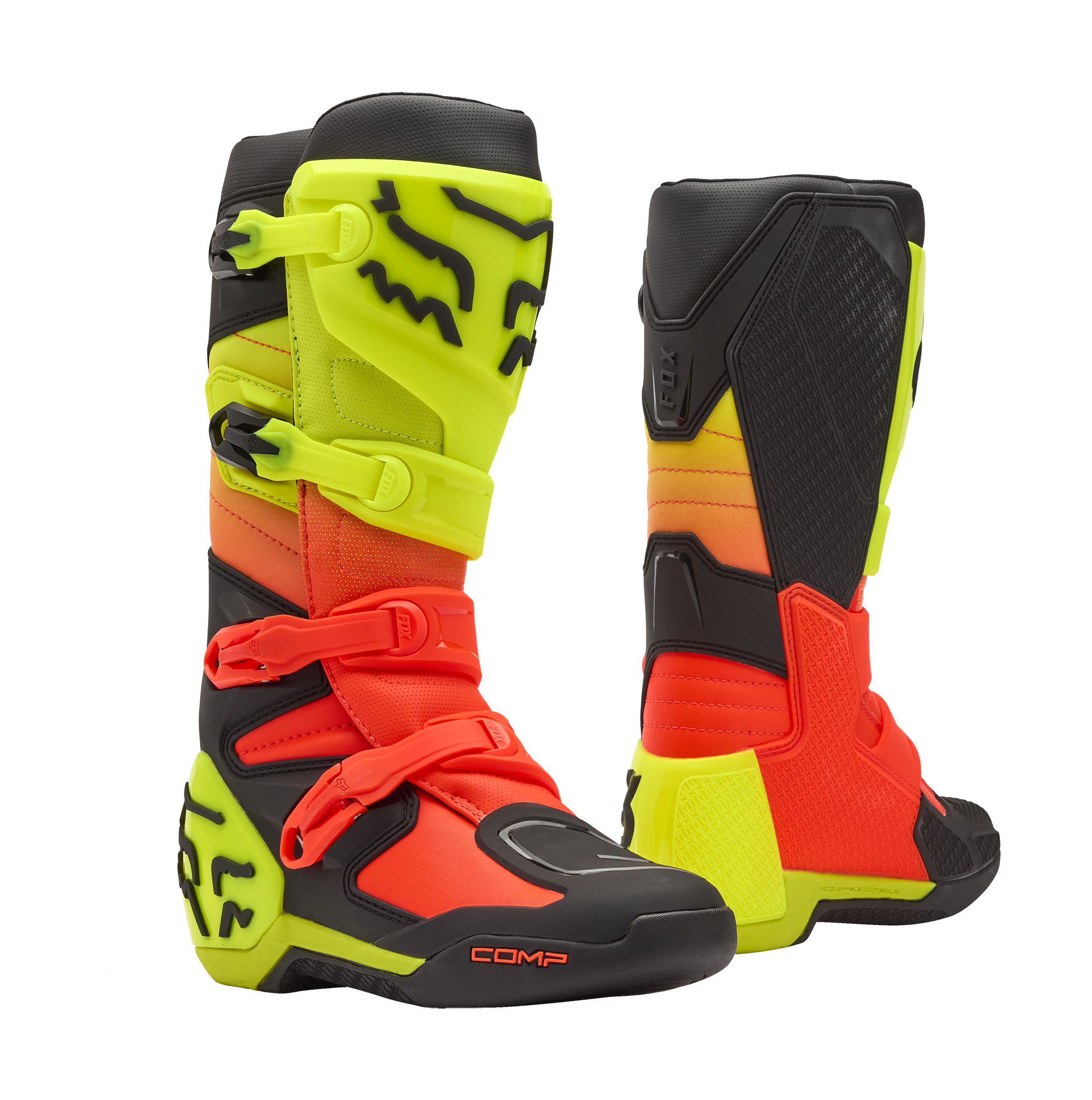 Fox Motocross Boots Comp - Orange / Yellow