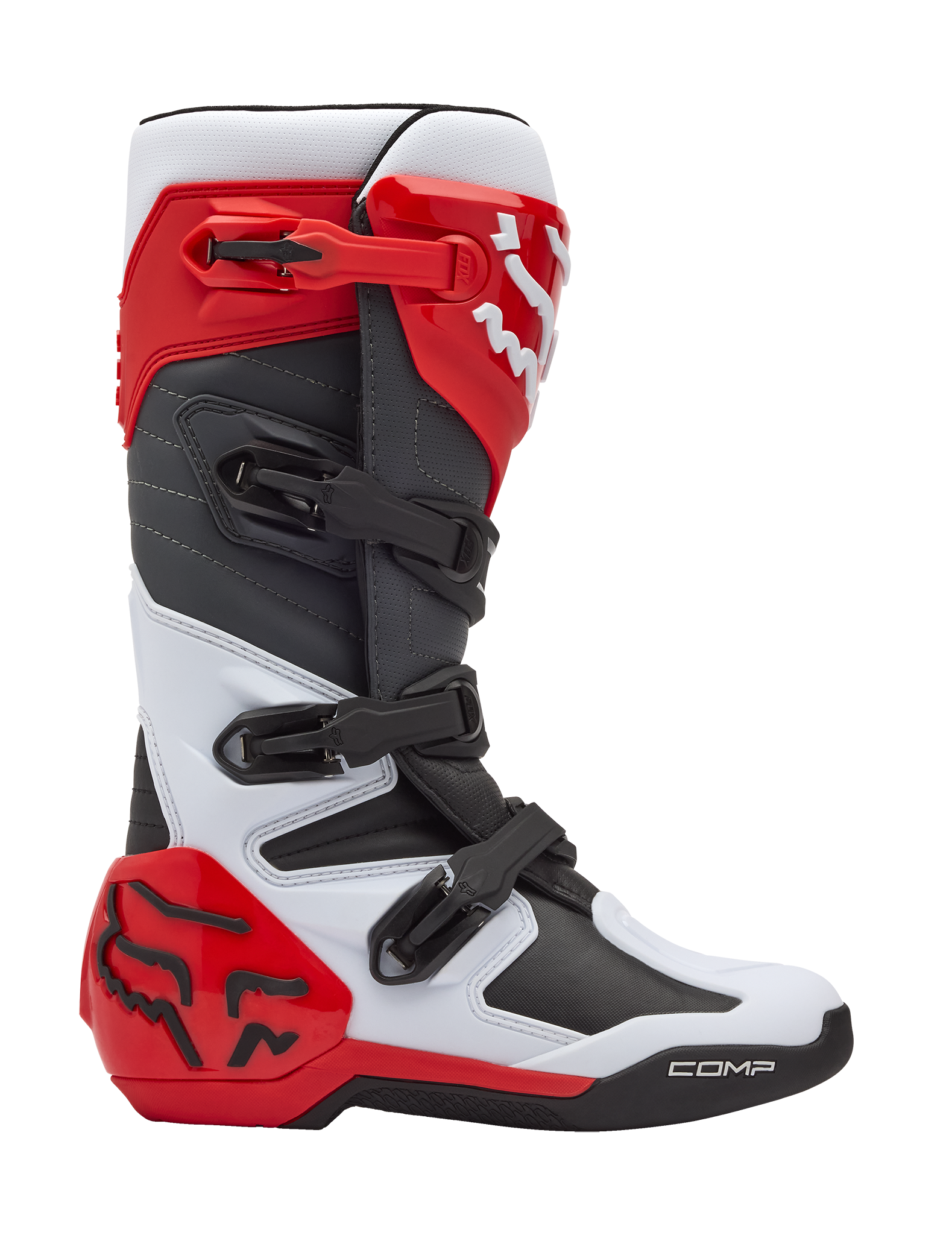 Fox Motocross Boots Comp - White / Fluo Red