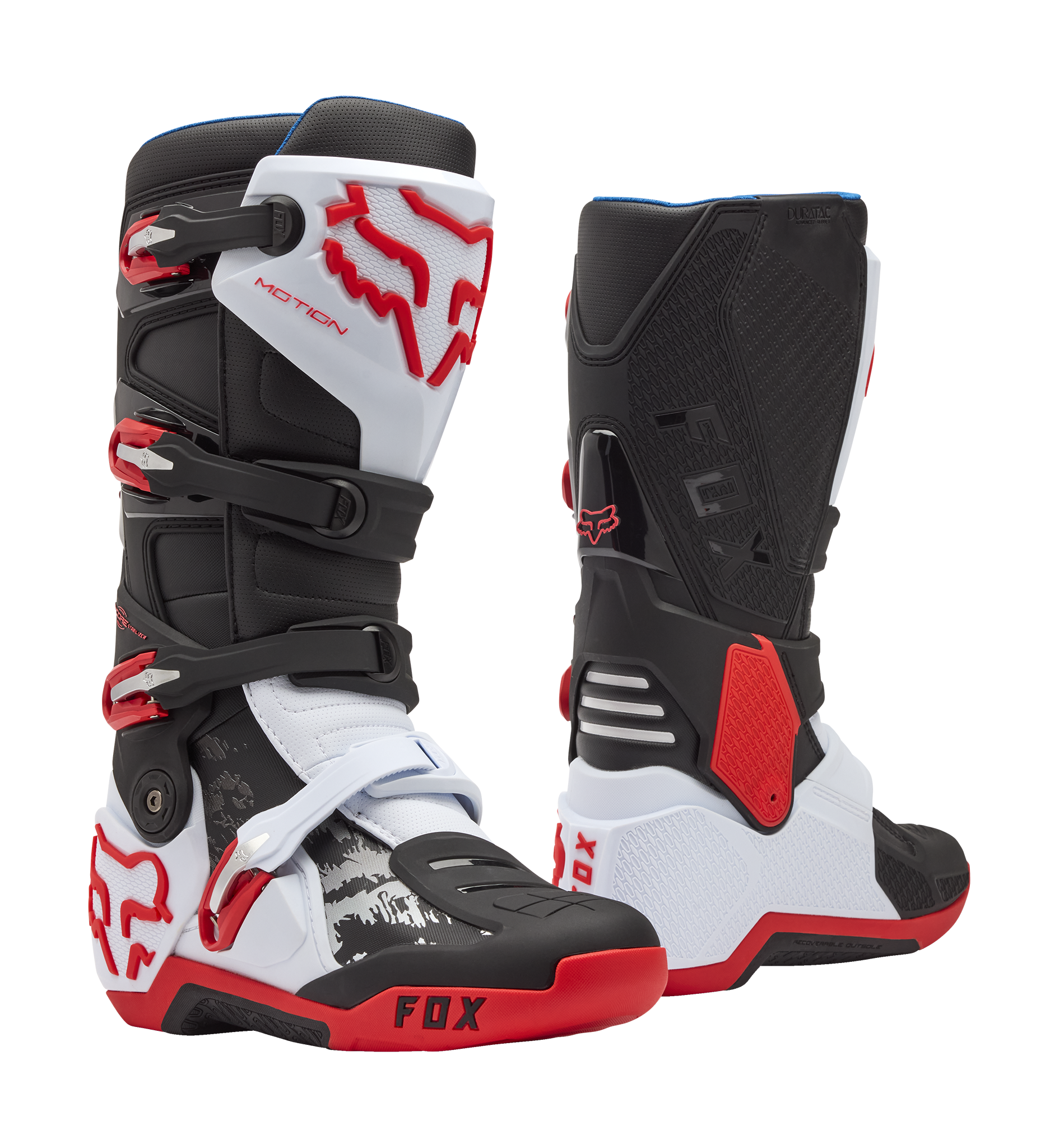 Fox Motocross Boots Motion - White / Fluo Red