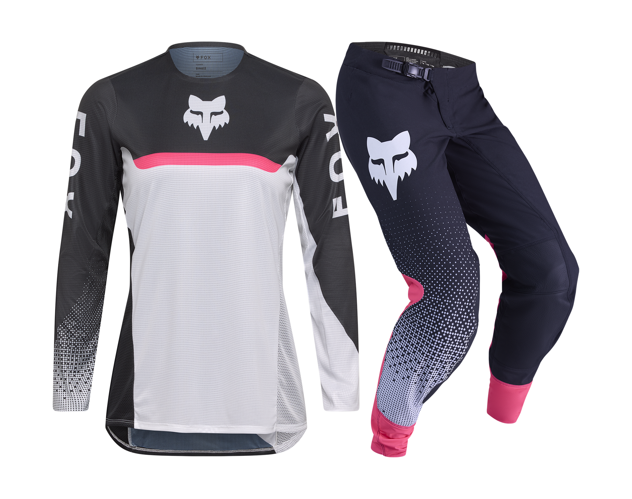 Fox Women Motocross Gear 2026 Flexair Fracture - White / Black