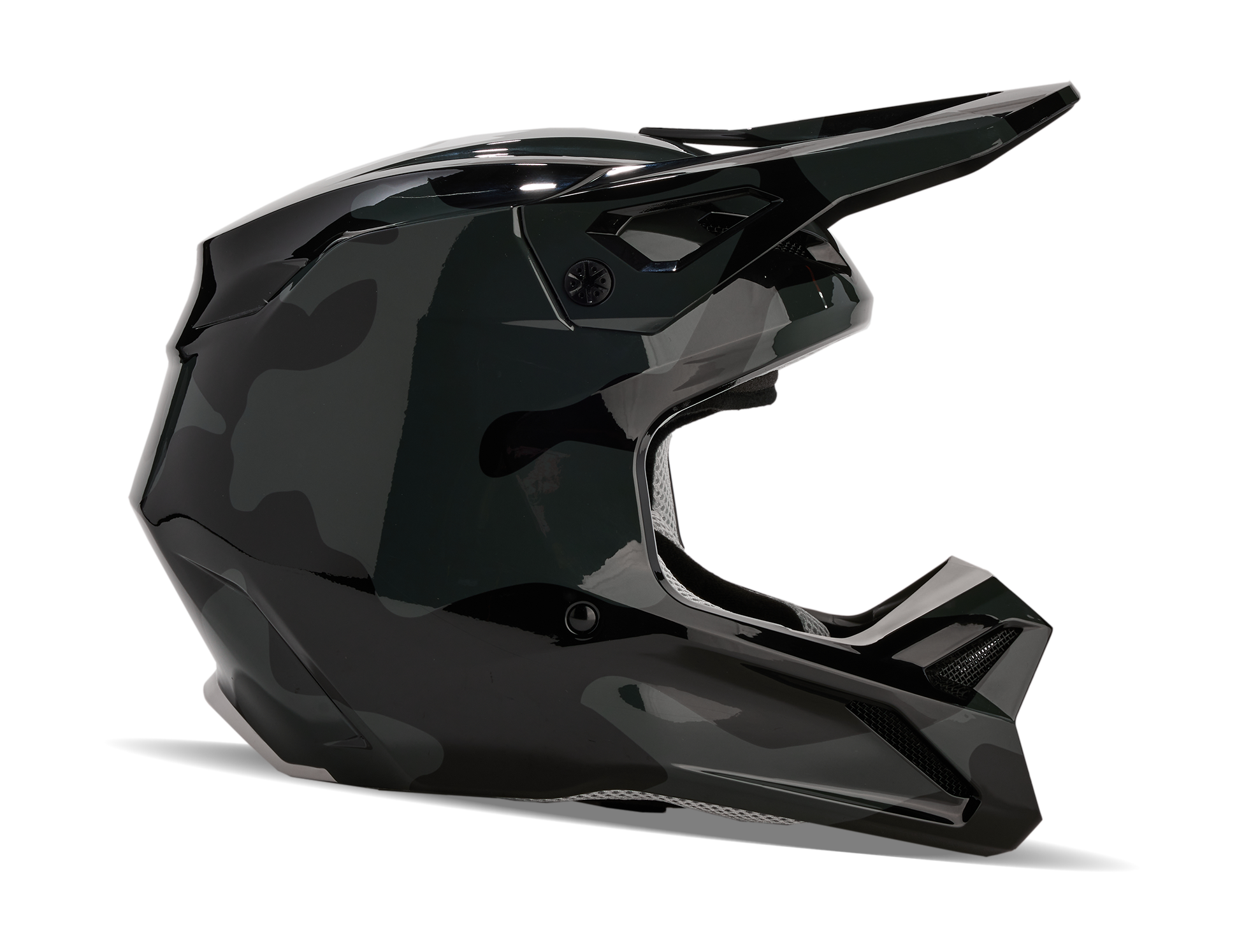 Fox Youth Motocross Helmet V1 Bnkr - Black Camo