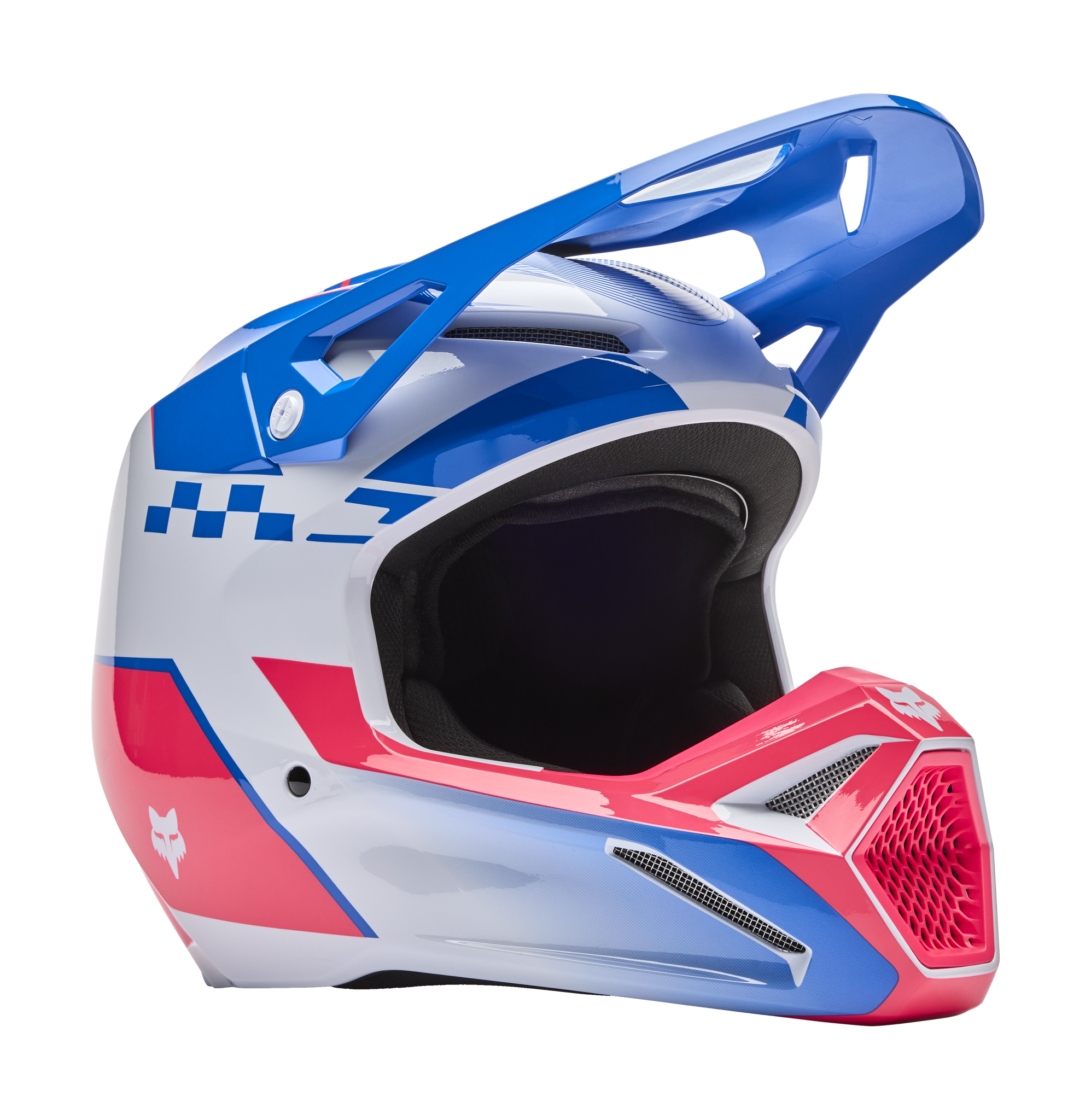 Fox Youth Motocross Helmet V1 Collect - Blue / Pink
