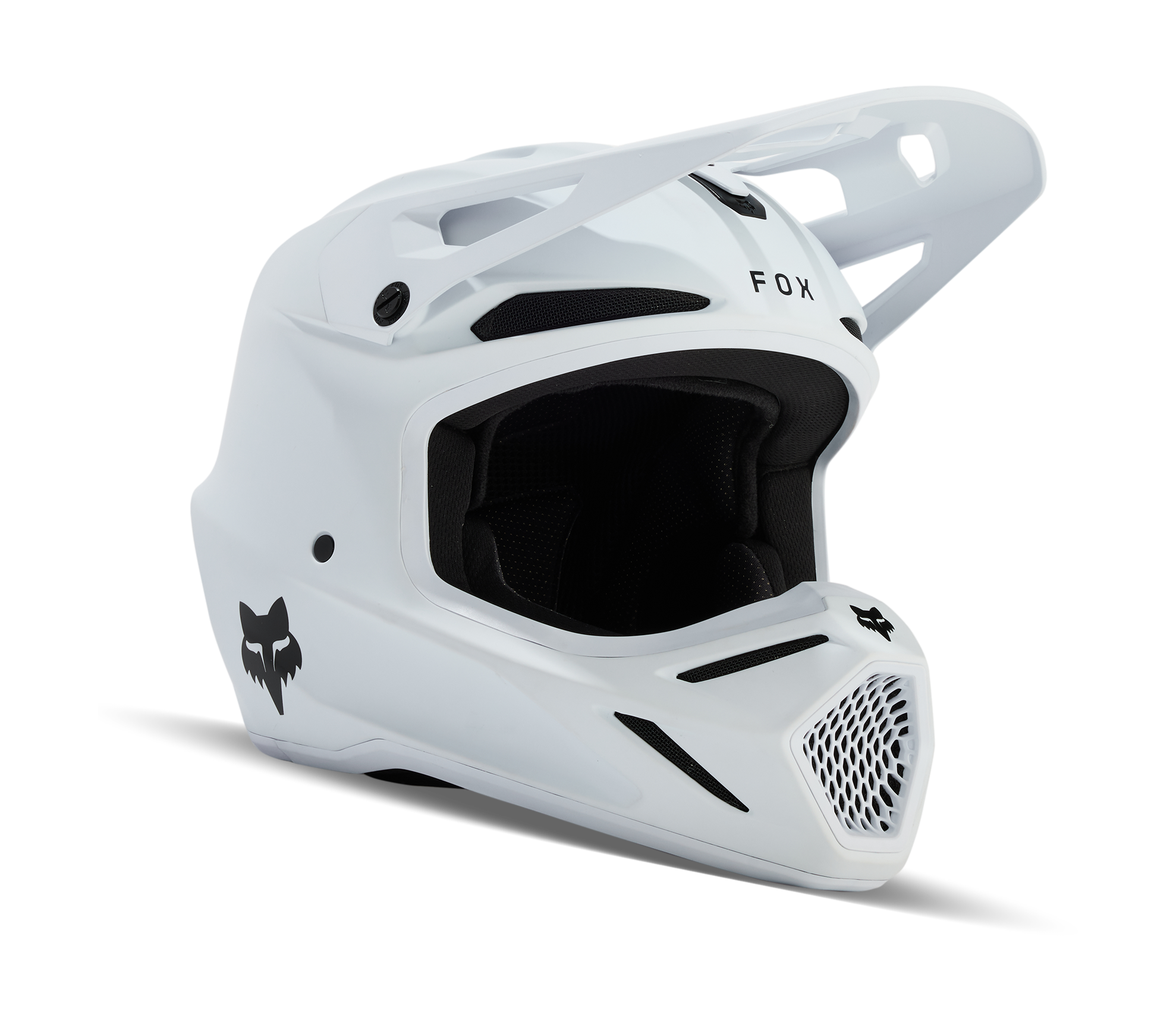 Fox Youth Motocross Helmet V3 Solid - Matte White