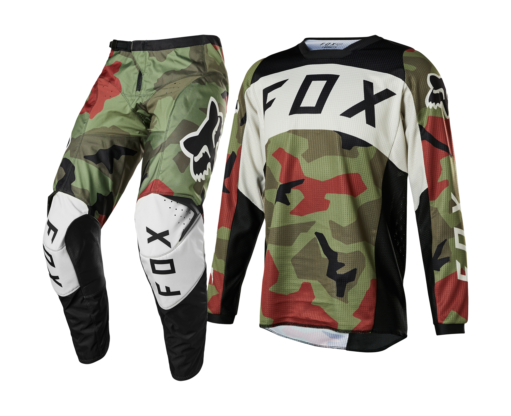 Fox Youth Motocross Gear 180 Bnkr - Green Camo