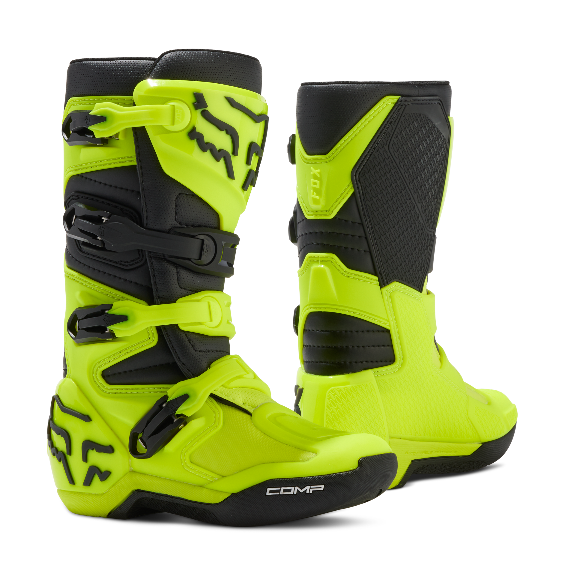 Fox Youth Motocross Boots Comp - Flo Yellow