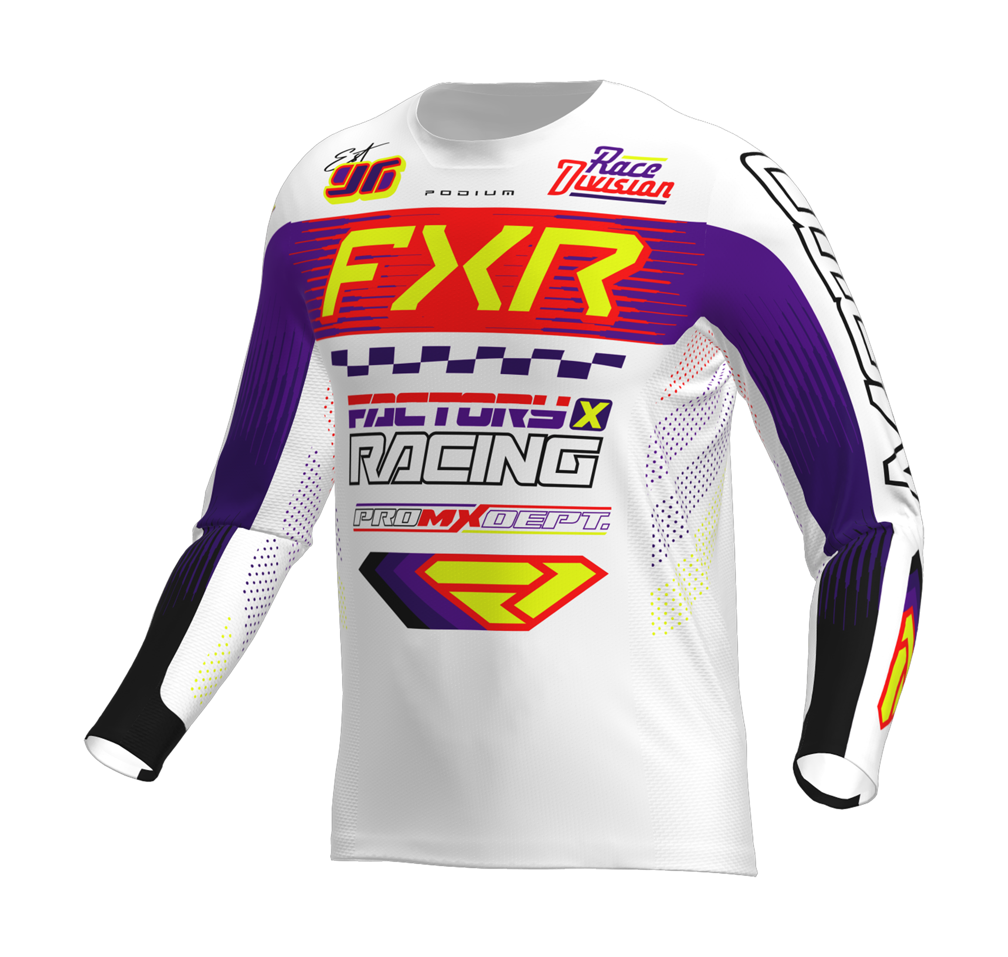 FXR Motocross Jersey 2026 Podium Gladiator - White / Purple / Red