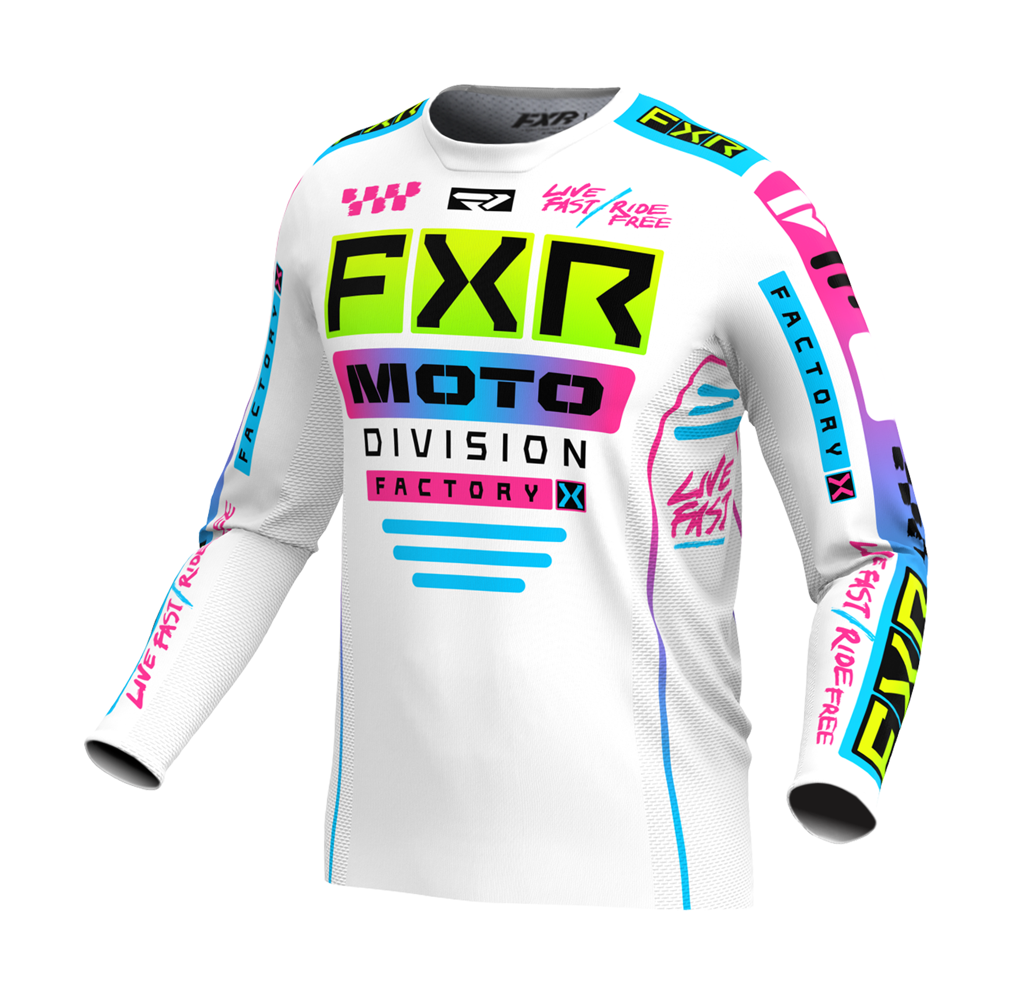 FXR Motocross Jersey Podium Gladiator - White / Candy