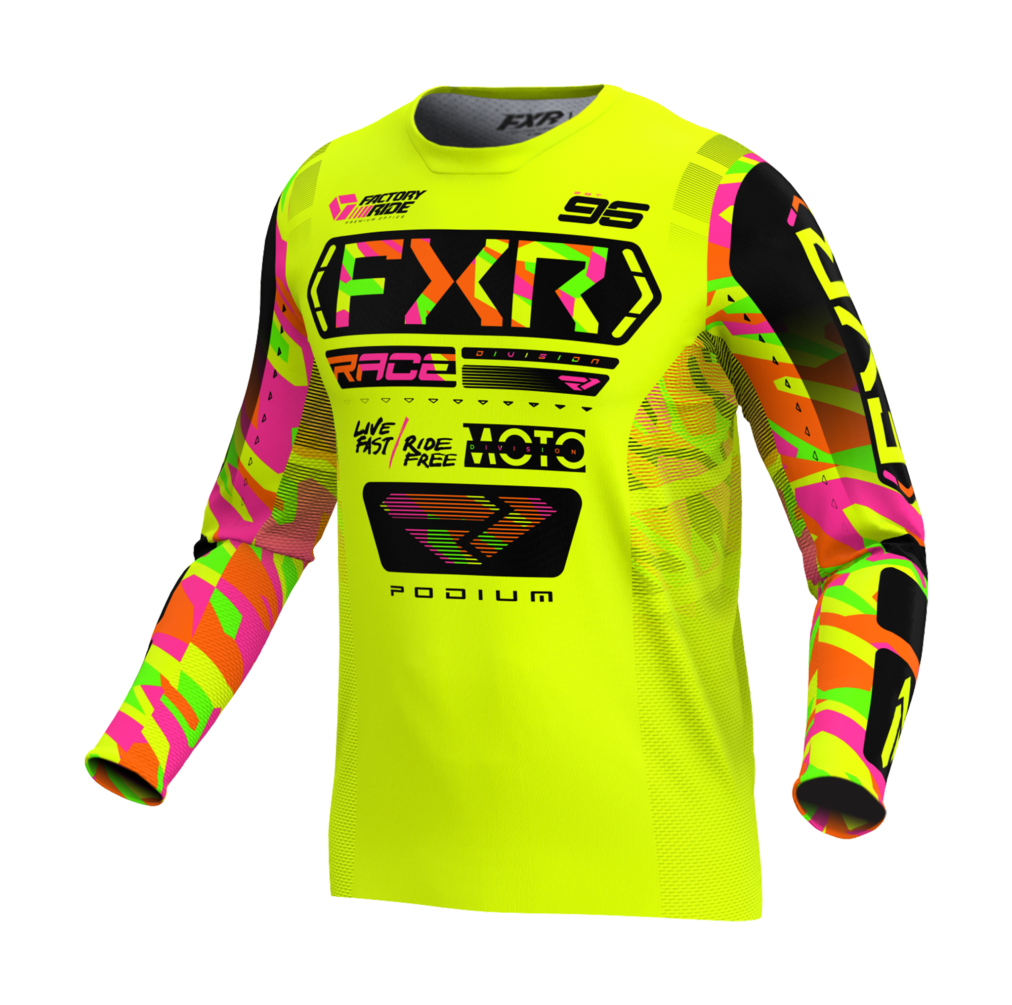 FXR Motocross Jersey Podium - HiVis / Sherbet Camo