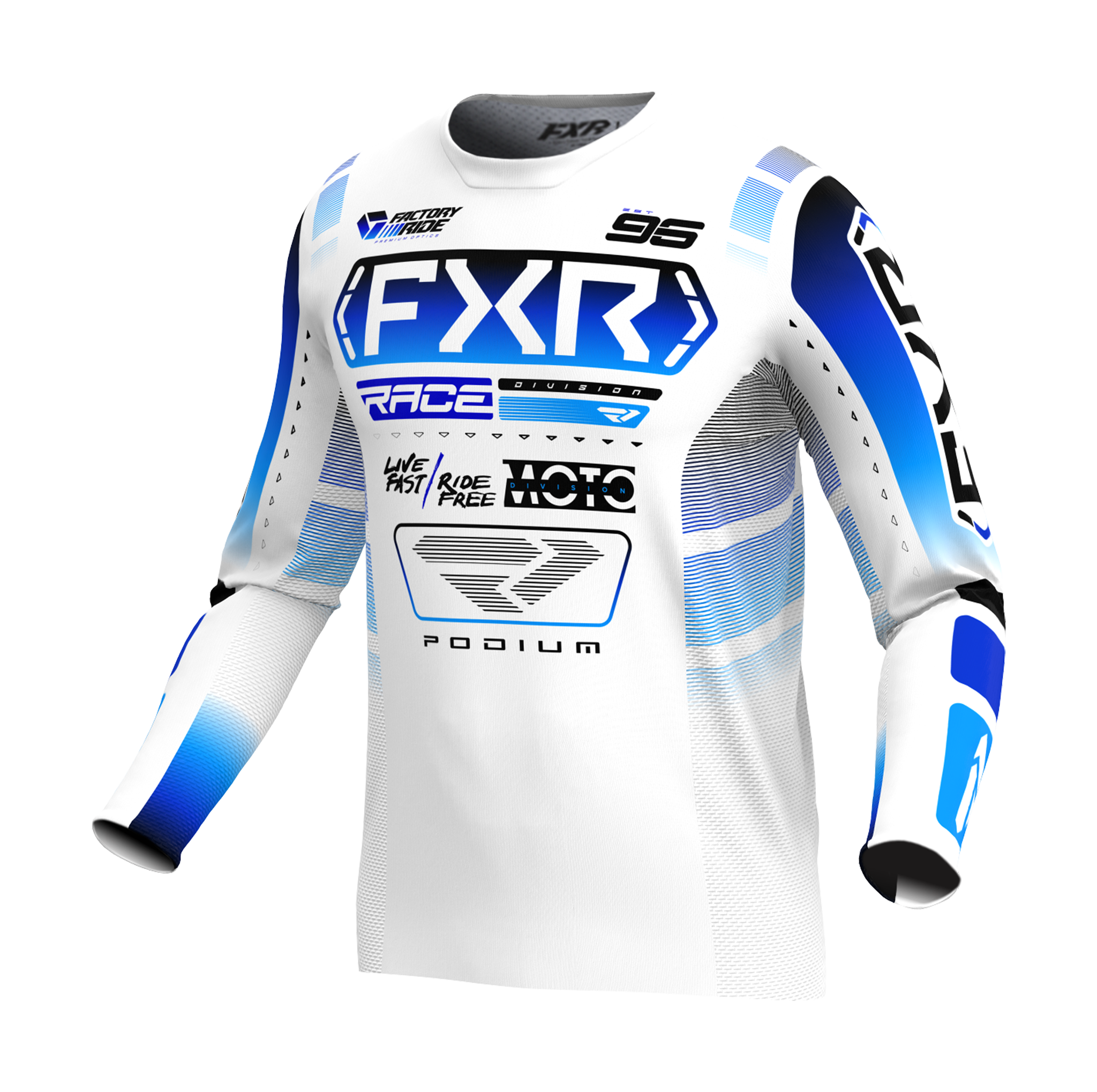 FXR Motocross Jersey Podium - White / Blue