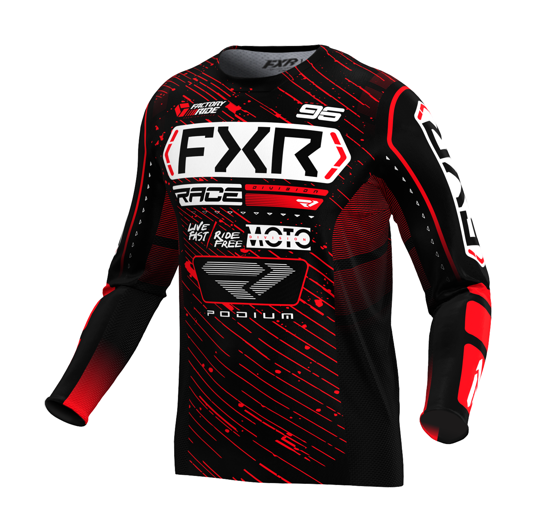 FXR Motocross Jersey Podium - Black / Red