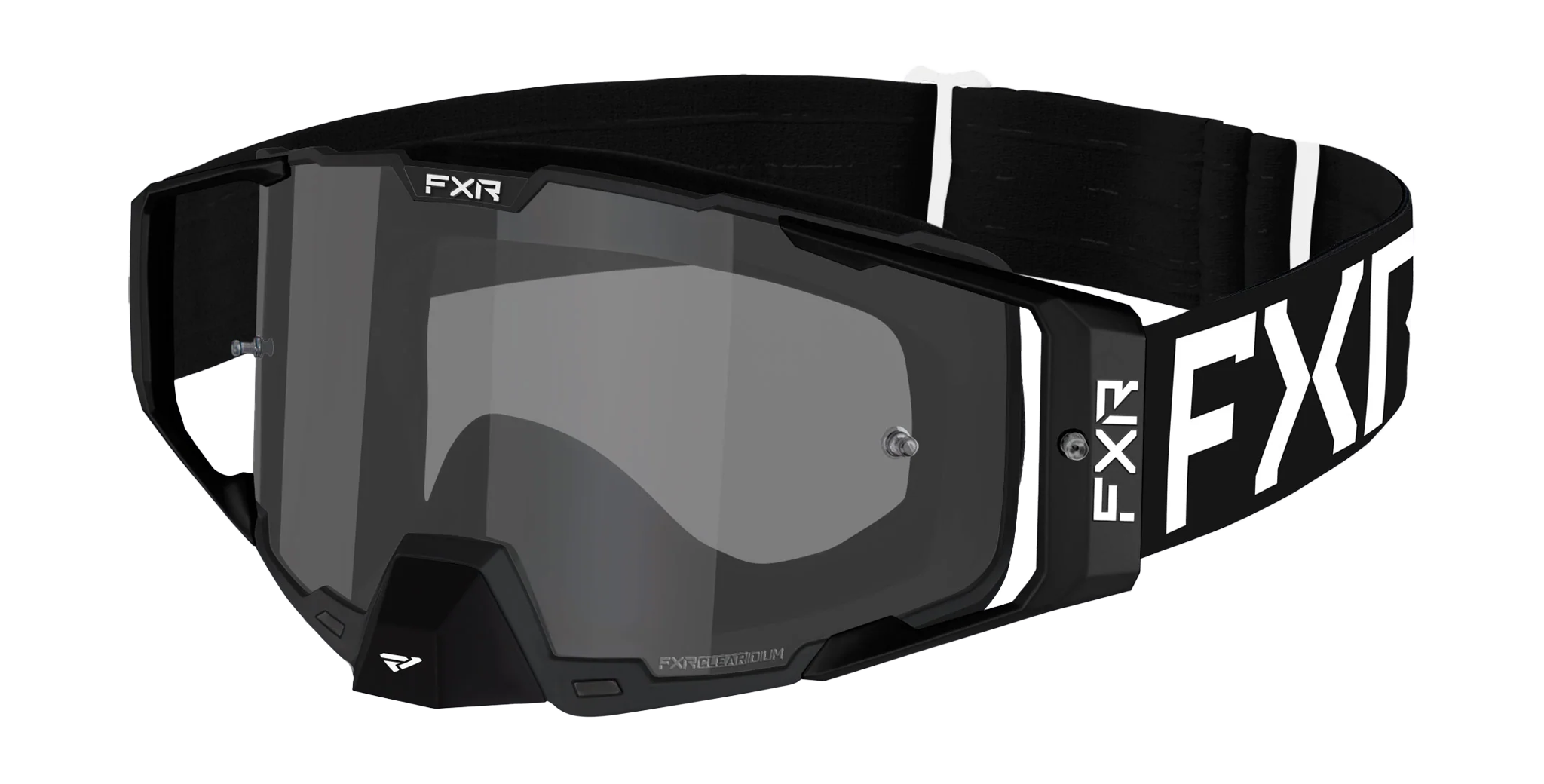 FXR Motocross Goggle Combat - Black / White - Smoke / Mirror Silver