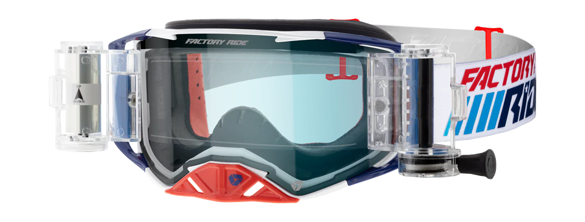 FXR Motocross Goggle Roll-Off Factory Ride - Patriot - Clear