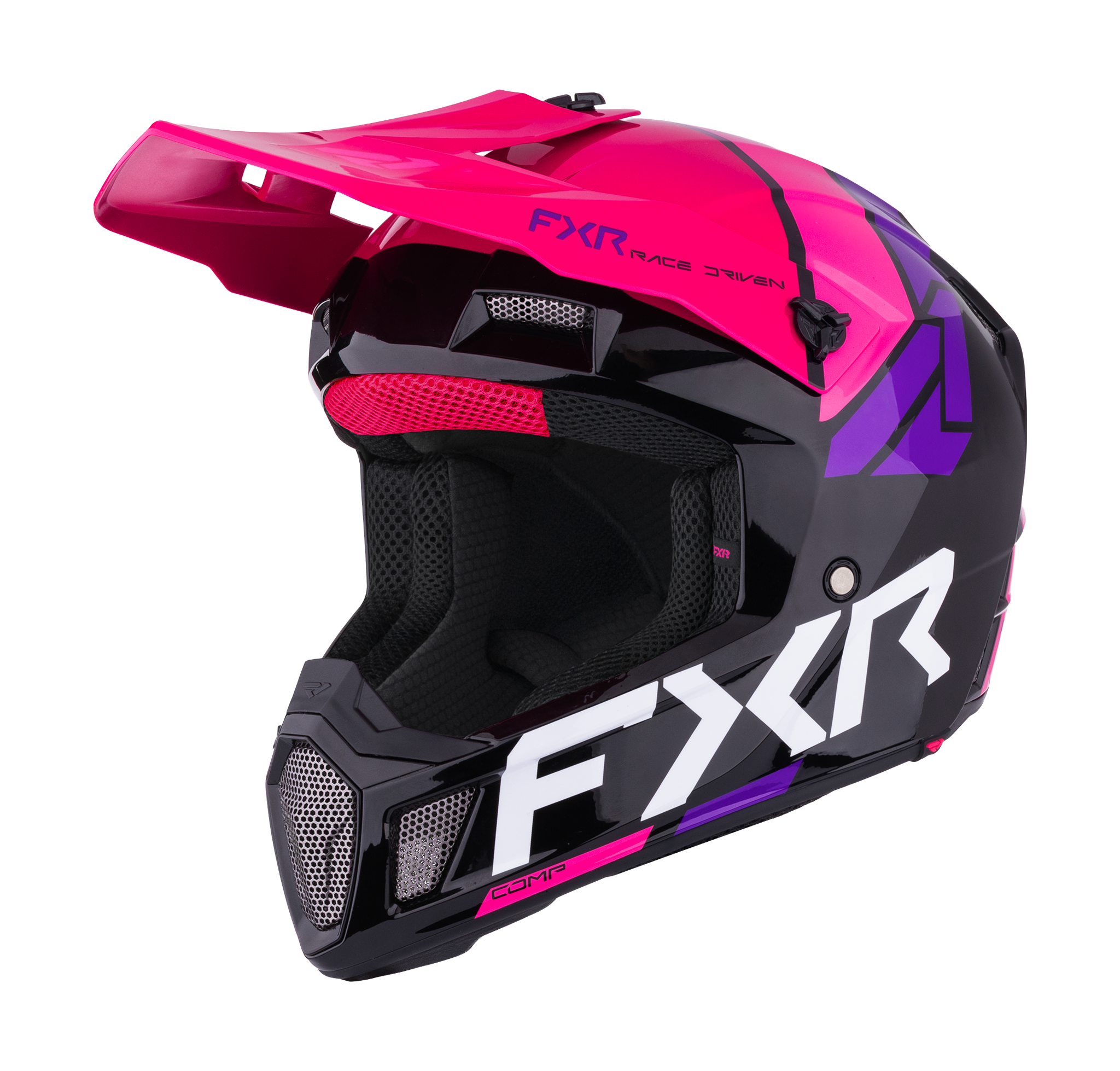 FXR Motocross Helmet Clutch Comp - Black / Razz