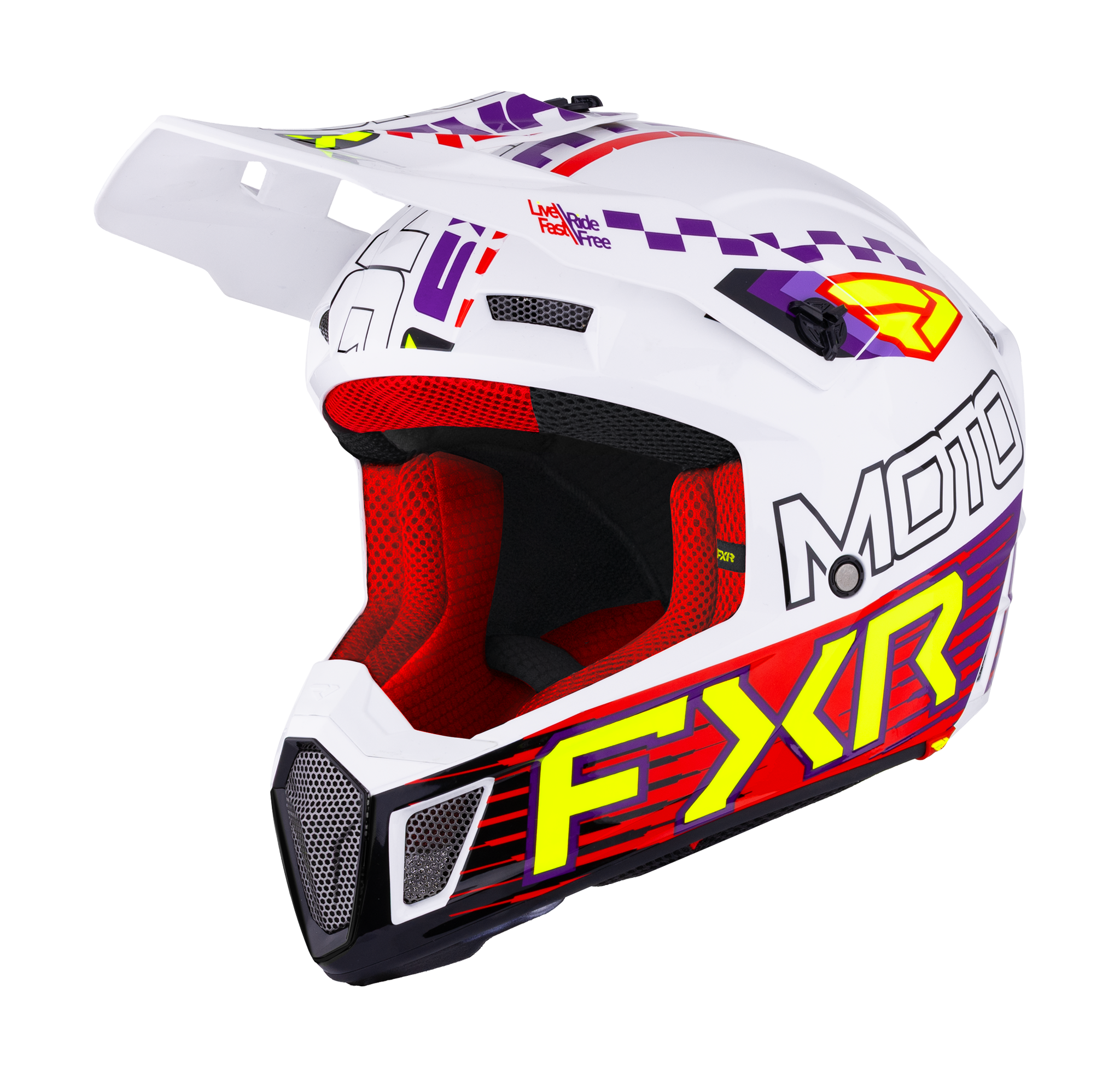 FXR Motocross Helmet Clutch Race Div - White / Purple / Red