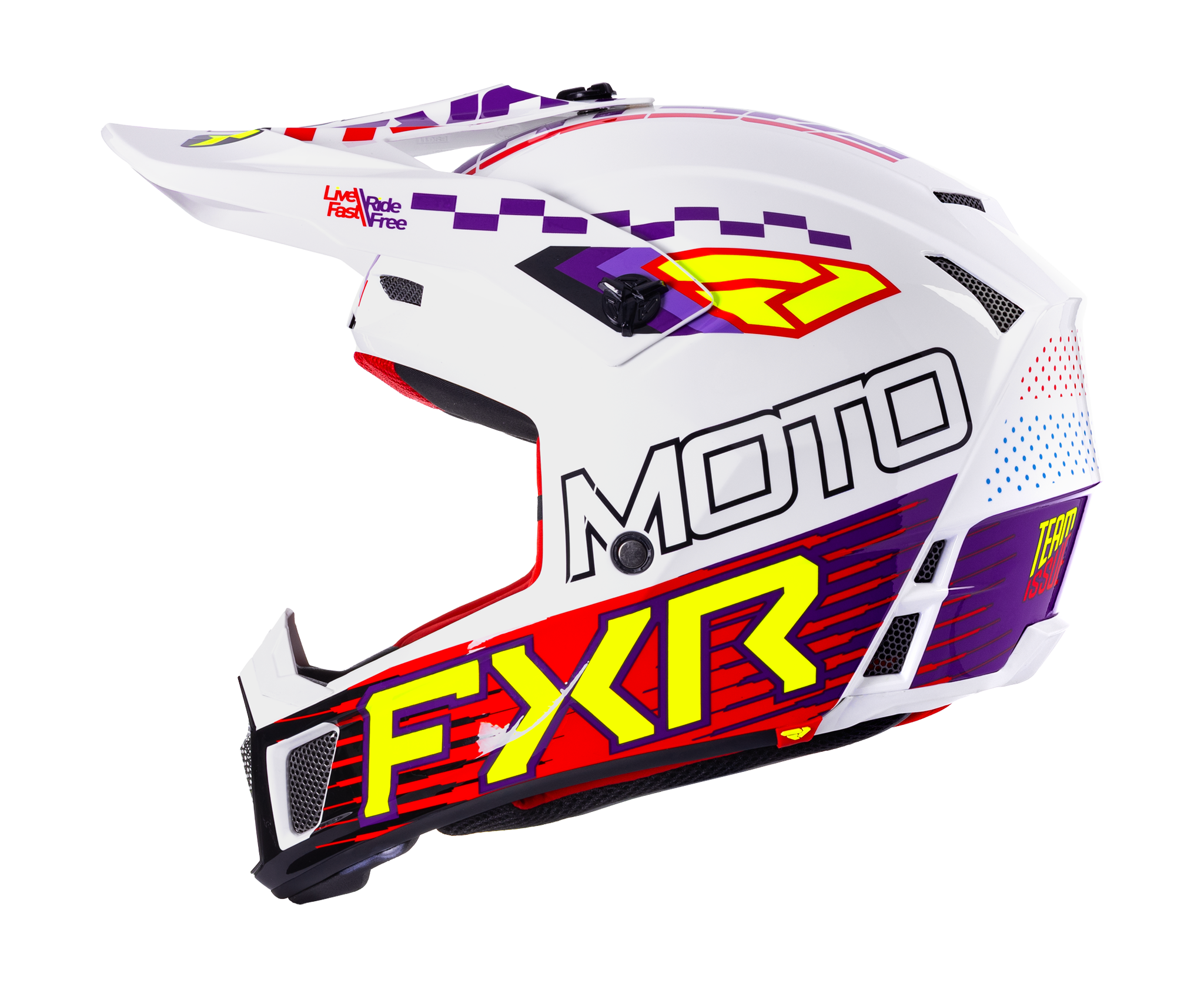 FXR Motocross Helmet Clutch Race Div - White / Purple / Red
