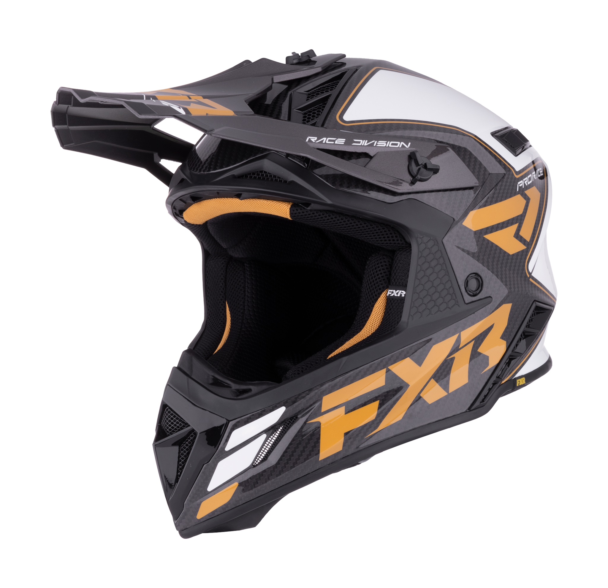 FXR Motocross Helmet Helium Carbon - Gold / White