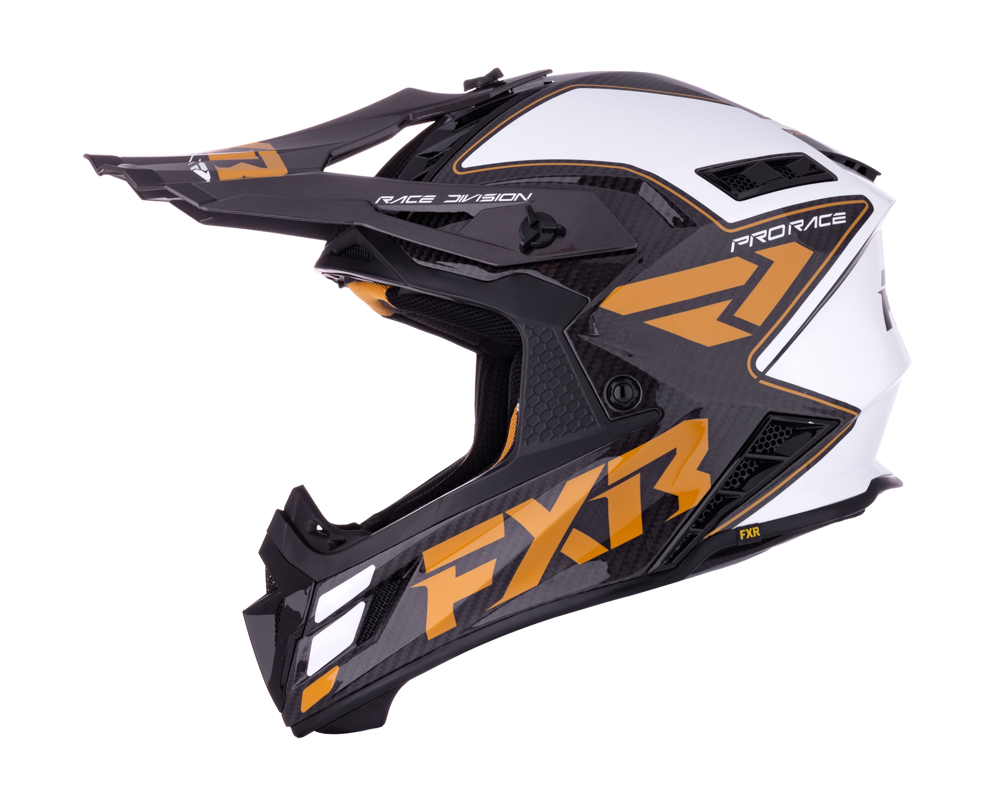 FXR Motocross Helmet Helium Carbon - Gold / White