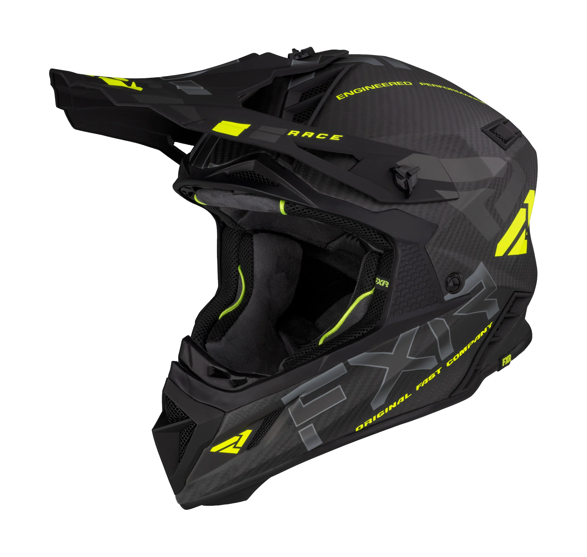 FXR Motocross Helmet Helium Carbon - HiVis / Charcoal