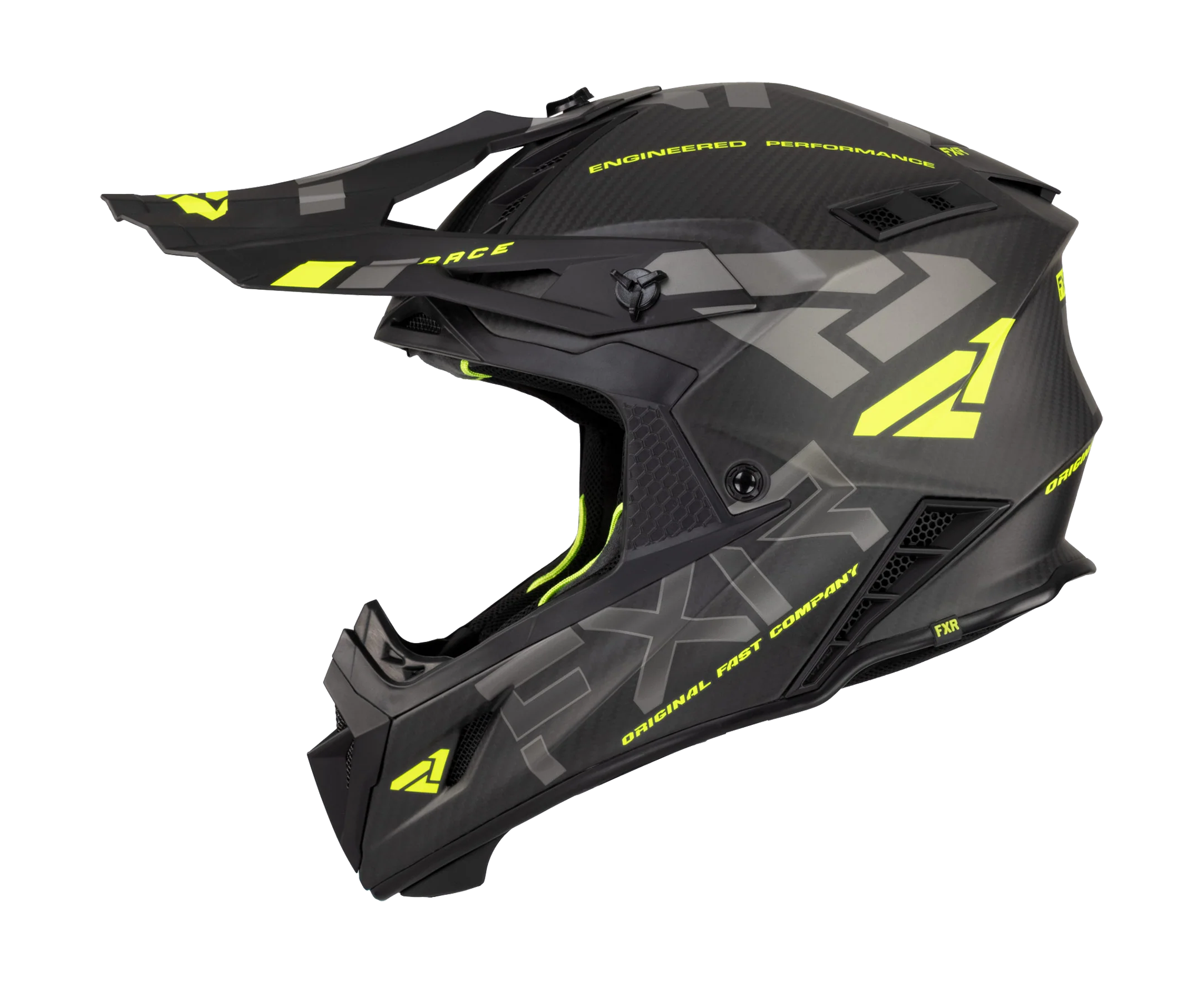 FXR Motocross Helmet Helium Carbon - HiVis / Charcoal
